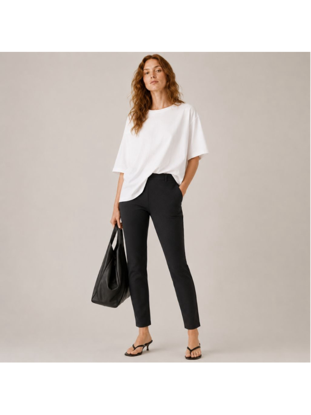Eileen Fisher Black Ponte Pull On Pants Melange SP